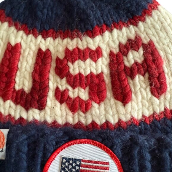 Team USA Olympic Knit Hat By Sh*t That I knit (Stik) Navy/Red/White  Wool Peru W - Picture 6 of 8